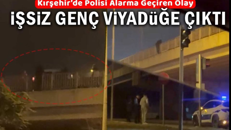 Kırşehir'de, anayol üzerindeki viyadüğe çıkan bir kişi polisi alarma geçirdi.