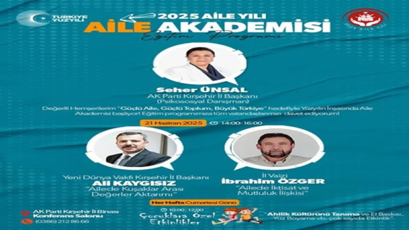 Kırşehir'de aile yapısını güçlendirme eğitim programı hayata geçiriliyor.