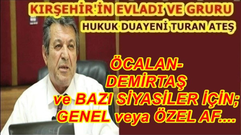 ÖCALAN- DEMİRTAŞ ve BAZI SİYASİLER İÇİN; GENEL veya ÖZEL AF....