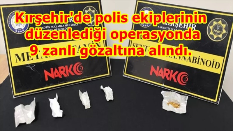 Kırşehir'de polis ekiplerinin düzenlediği operasyonda 9 zanlı gözaltına alındı.